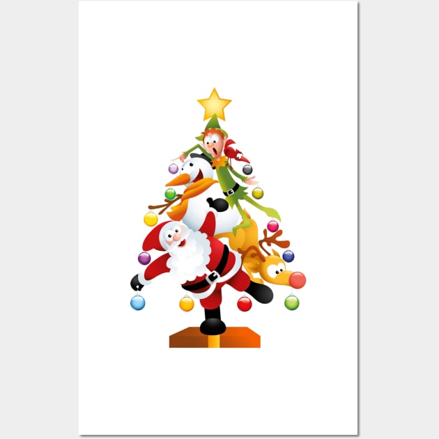 Santa and Friends Funny Transparent Christmas Tree Wall Art by dcohea